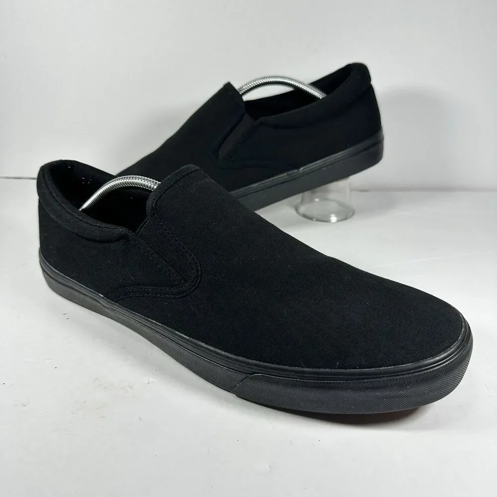 No Boundaries Men’s Size 13 Clinton Slip-On Canvas Shoes Black Memory Foam